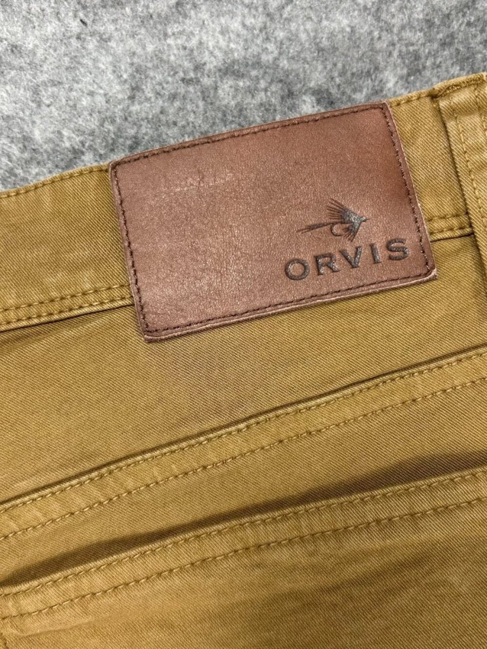 Orvis 1856 5-Pocket Pants Mens 42x32 Brown Twill Stretch Flat Front Straight Leg - Picture 5 of 15